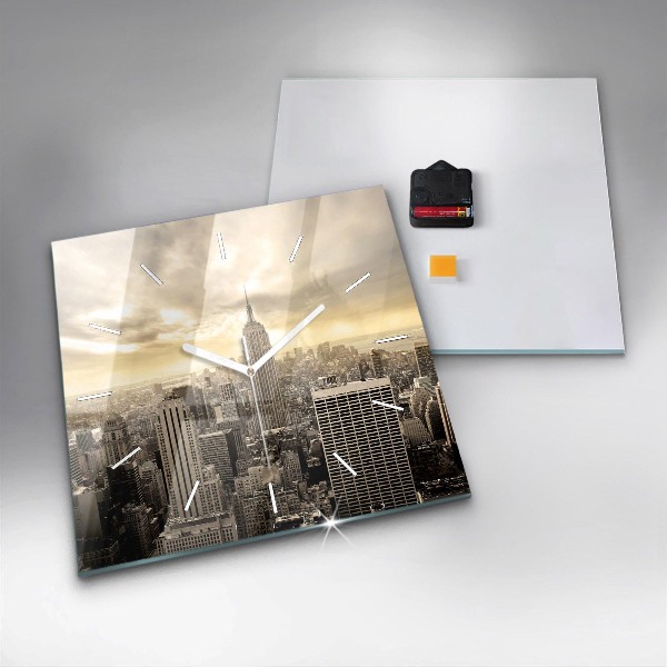 Wanduhr quadratisch mit motiv Türme in New York