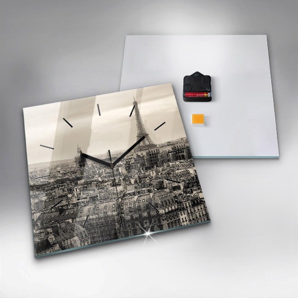 Wanduhr quadratisch Landschaftspanorama von Paris