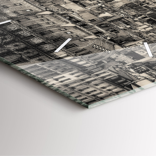 Wanduhr quadratisch Landschaftspanorama von Paris