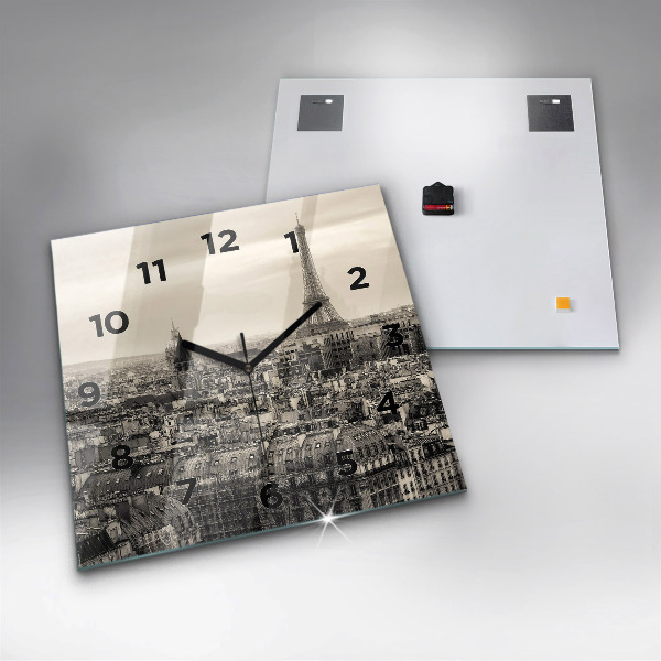 Wanduhr quadratisch Landschaftspanorama von Paris