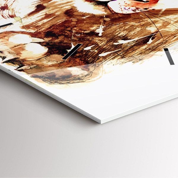 Wanduhr modern quadratisch Illustration eines braunen Löwen