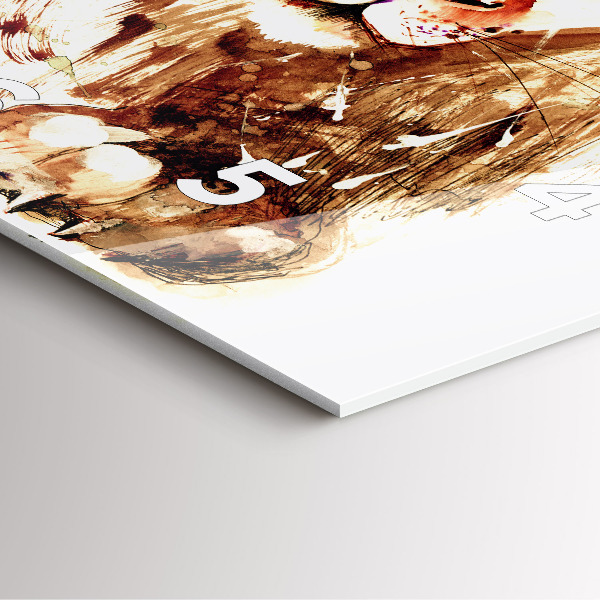 Wanduhr modern quadratisch Illustration eines braunen Löwen