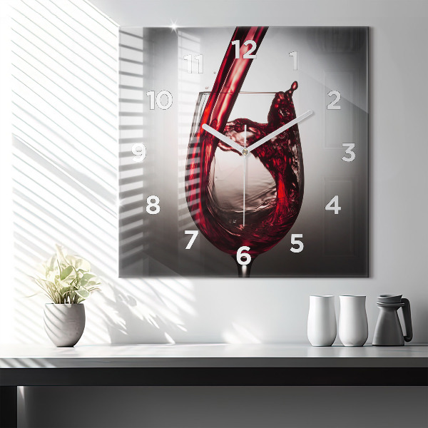 Wanduhr quadratisch mit motiv Weinglas