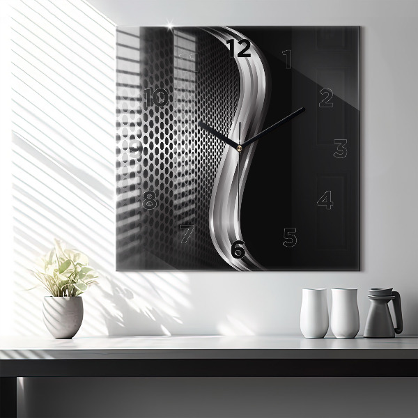 Wanduhr modern quadratisch Schwarzes Metall Abstraktion