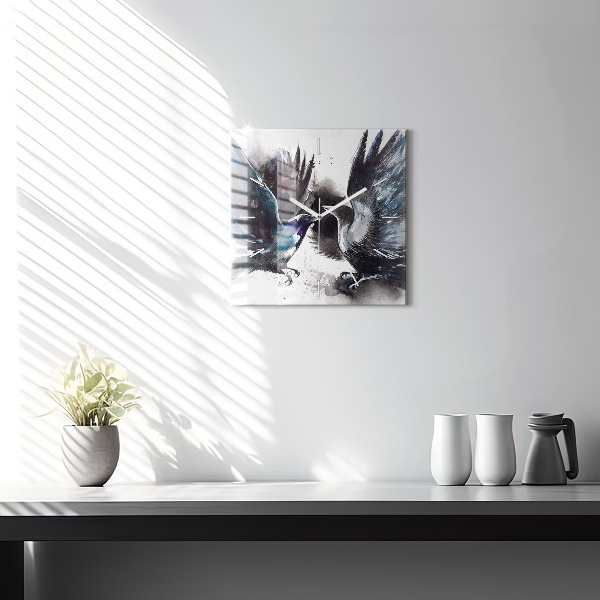 Wanduhr quadratisch mit motiv Bemalte Vögel