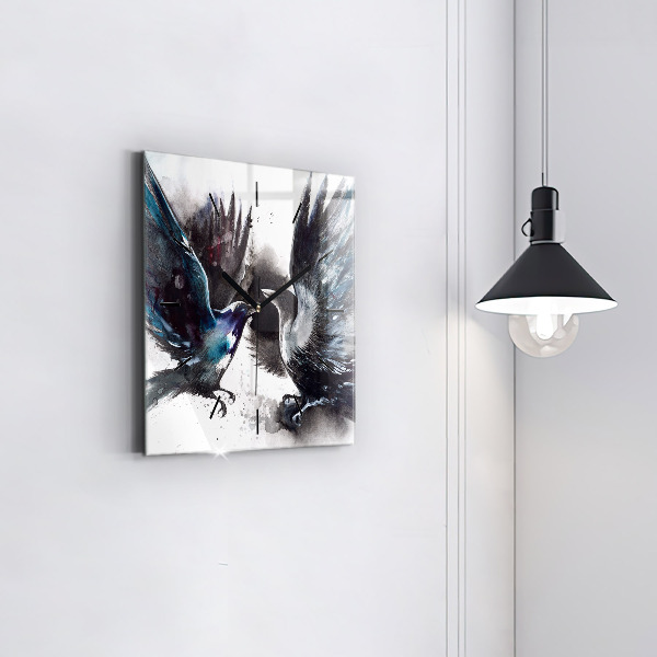 Wanduhr quadratisch mit motiv Bemalte Vögel