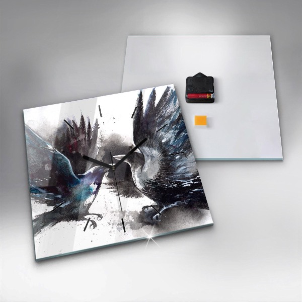 Wanduhr quadratisch mit motiv Bemalte Vögel