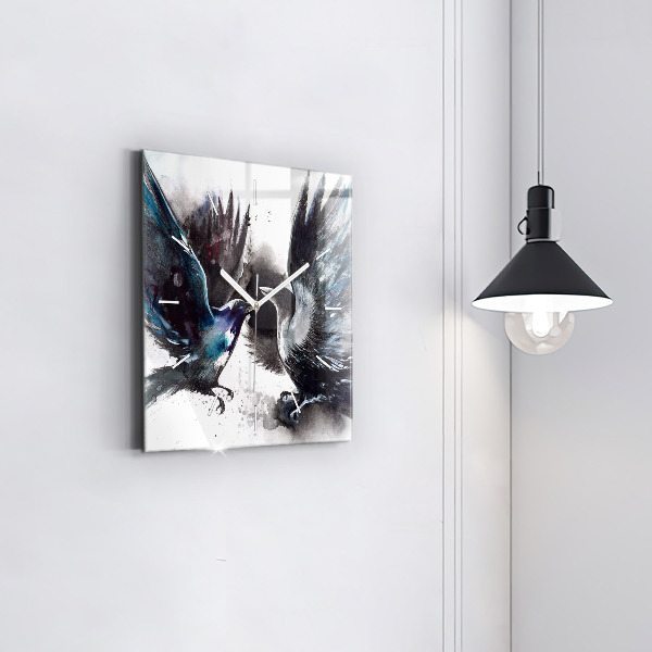 Wanduhr quadratisch mit motiv Bemalte Vögel