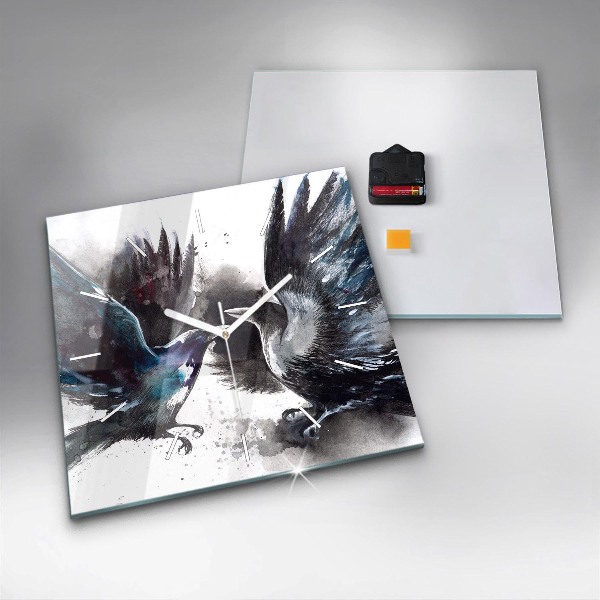 Wanduhr quadratisch mit motiv Bemalte Vögel