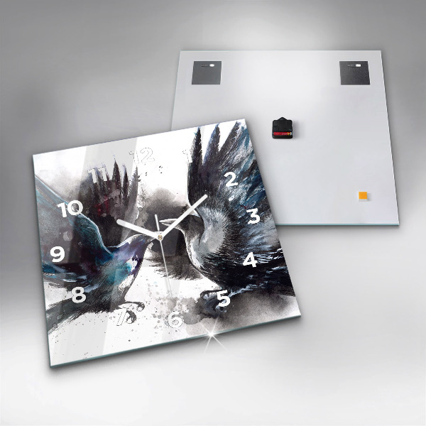 Wanduhr quadratisch mit motiv Bemalte Vögel