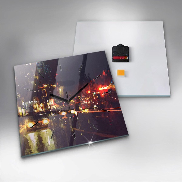 Wanduhr quadratisch Gemalte Stadt