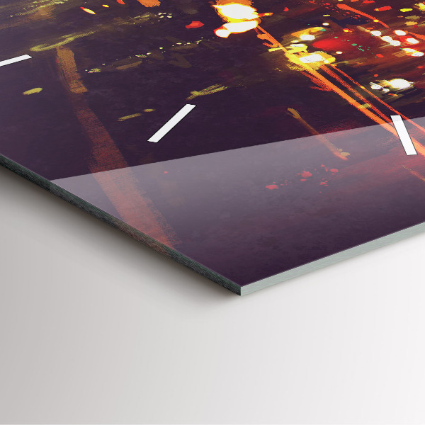 Wanduhr quadratisch Gemalte Stadt