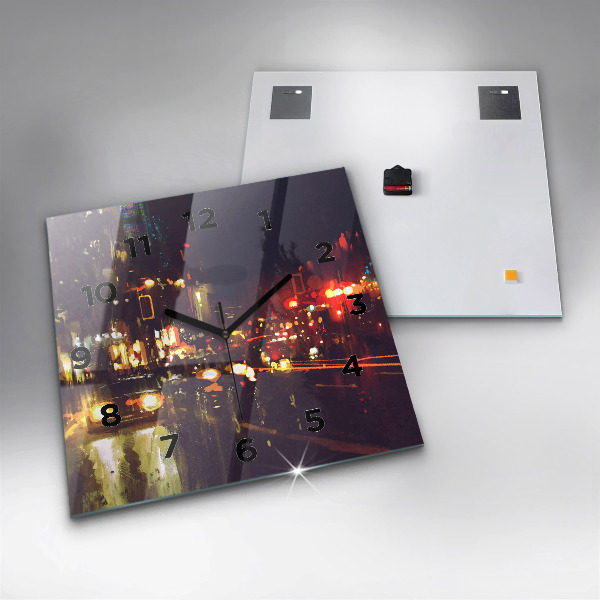 Wanduhr quadratisch Gemalte Stadt