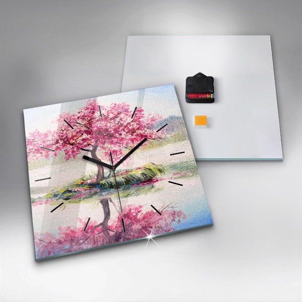 Wanduhr quadratisch Baum-Mosaik