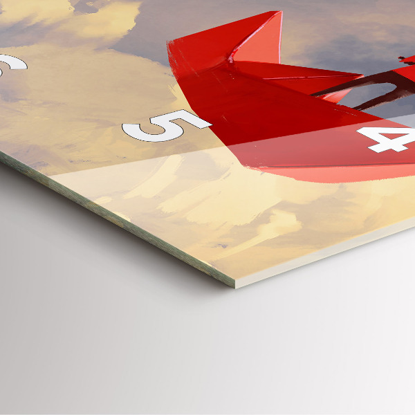 Wanduhr quadratisch mit motiv Papier-Schiffe