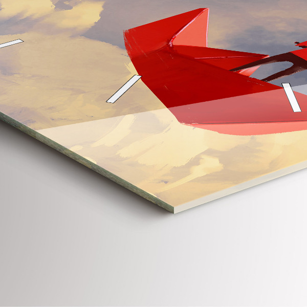 Wanduhr quadratisch mit motiv Papier-Schiffe