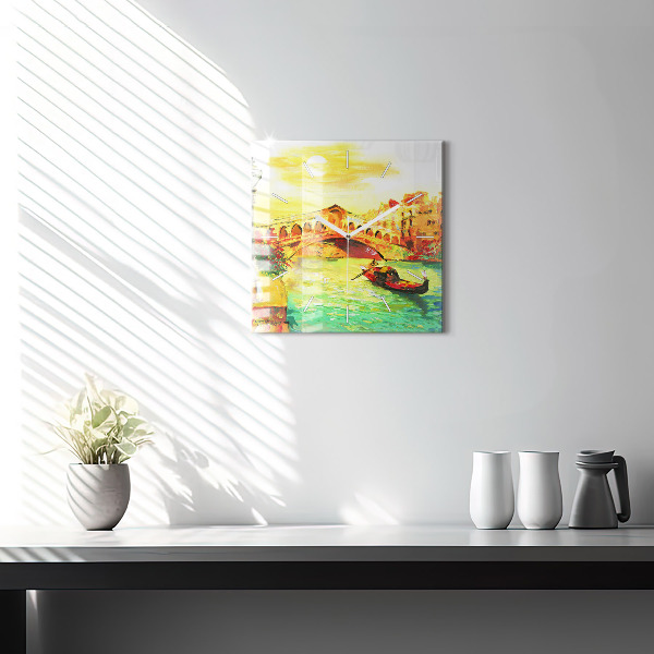 Wanduhr quadratisch Rialtobrücke in Venedig