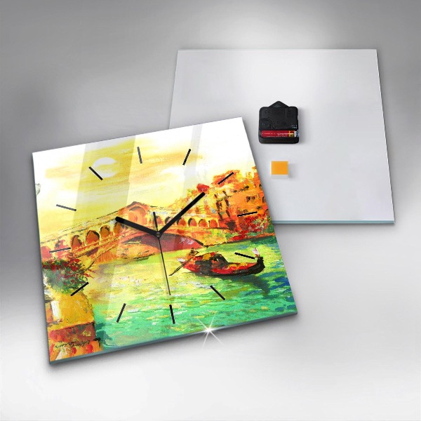 Wanduhr quadratisch Rialtobrücke in Venedig