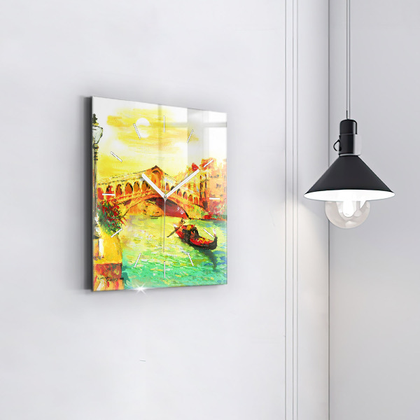 Wanduhr quadratisch Rialtobrücke in Venedig