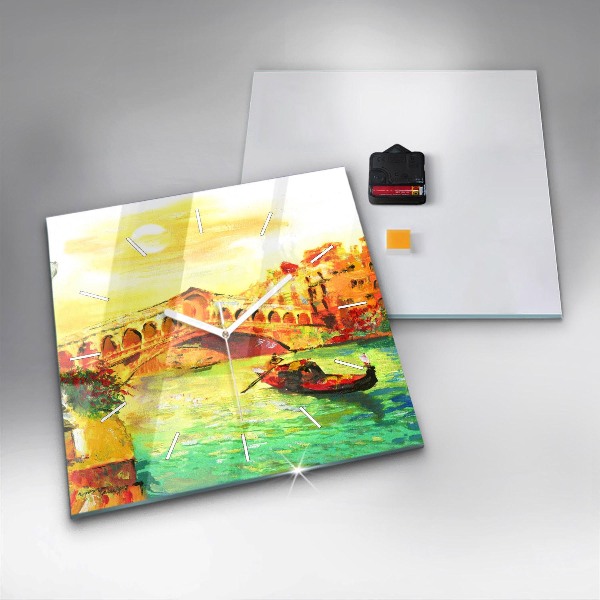 Wanduhr quadratisch Rialtobrücke in Venedig