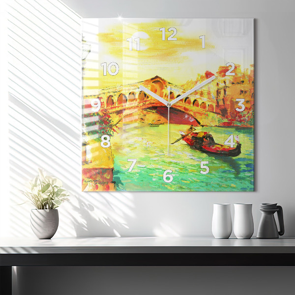 Wanduhr quadratisch Rialtobrücke in Venedig
