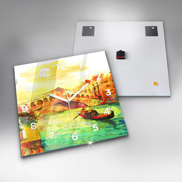 Wanduhr quadratisch Rialtobrücke in Venedig