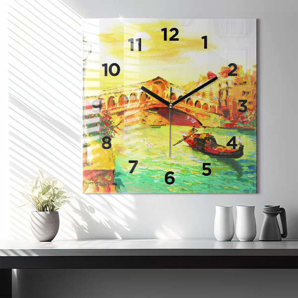 Wanduhr quadratisch Rialtobrücke in Venedig