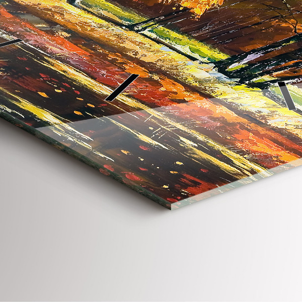 Wanduhr quadratisch mit motiv Herbstlandschaft mit Fluss