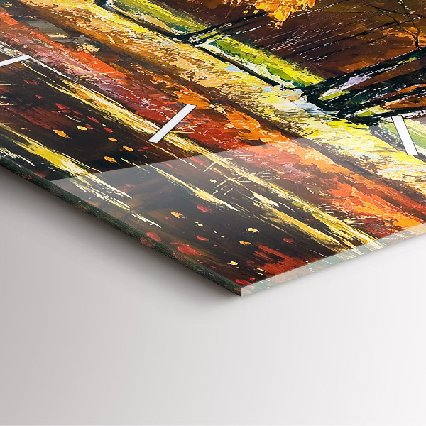 Wanduhr quadratisch mit motiv Herbstlandschaft mit Fluss