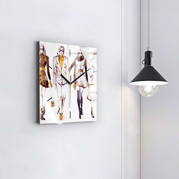 Wanduhr quadratisch Frau und Mann