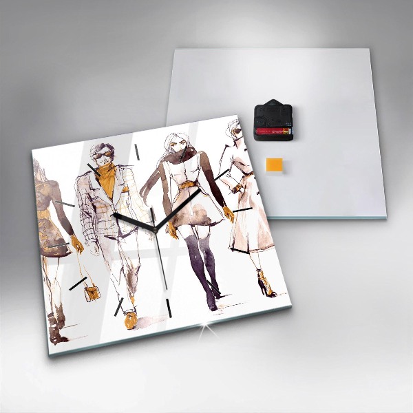 Wanduhr quadratisch Frau und Mann