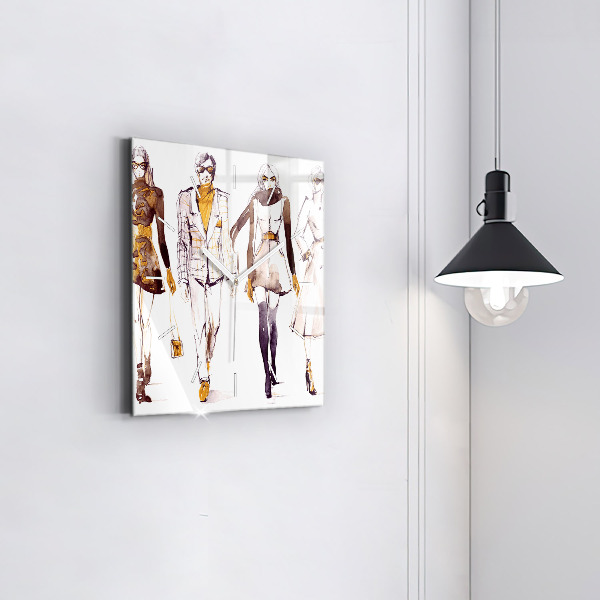 Wanduhr quadratisch Frau und Mann