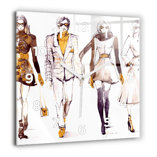 Wanduhr quadratisch Frau und Mann