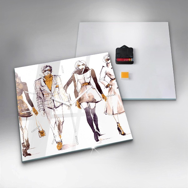 Wanduhr quadratisch Frau und Mann