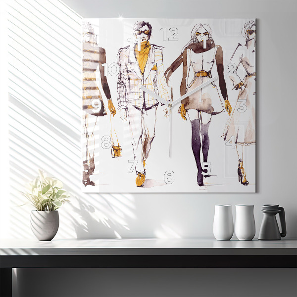 Wanduhr quadratisch Frau und Mann