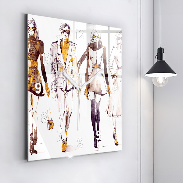 Wanduhr quadratisch Frau und Mann