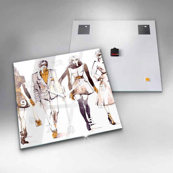 Wanduhr quadratisch Frau und Mann