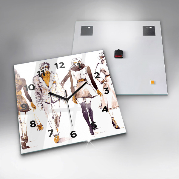 Wanduhr quadratisch Frau und Mann
