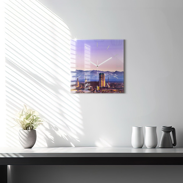 Wanduhr quadratisch mit motiv Deutsche Alpen München