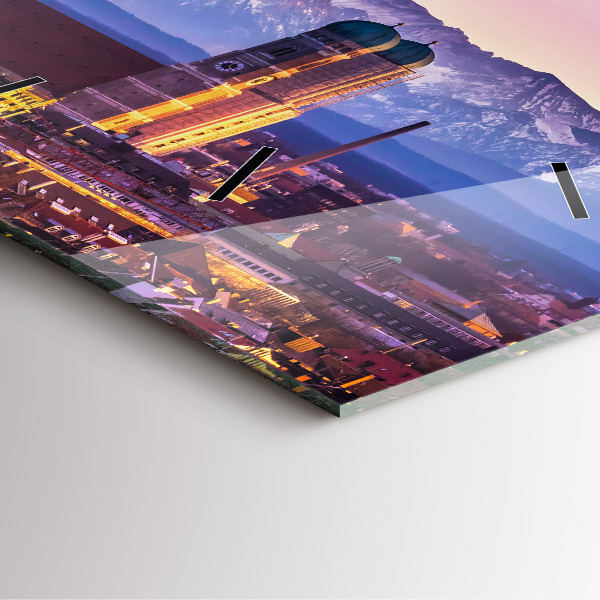 Wanduhr quadratisch mit motiv Deutsche Alpen München