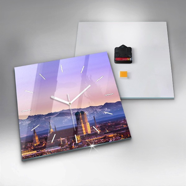 Wanduhr quadratisch mit motiv Deutsche Alpen München