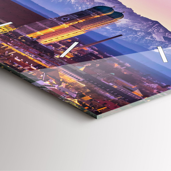 Wanduhr quadratisch mit motiv Deutsche Alpen München