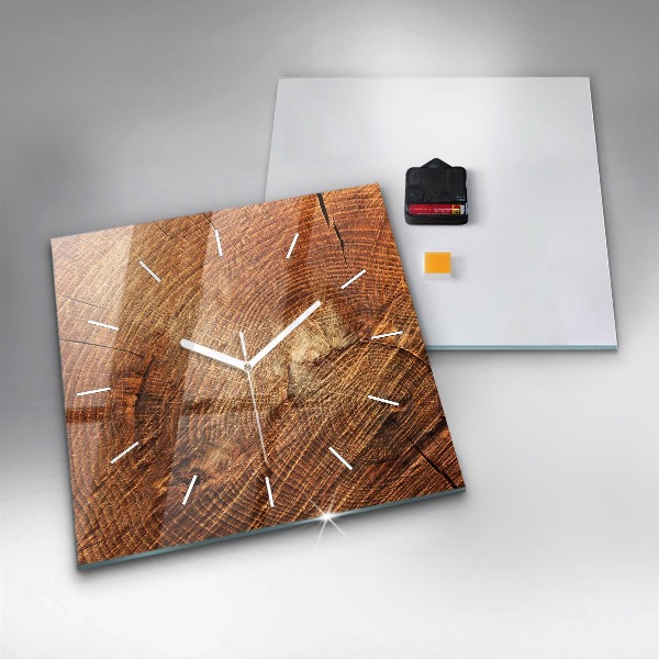 Wanduhr modern quadratisch Alter Baumstamm