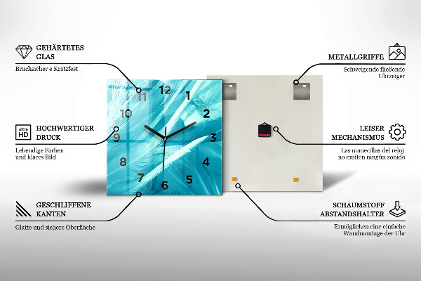Wanduhr quadratisch Smaragd Wand