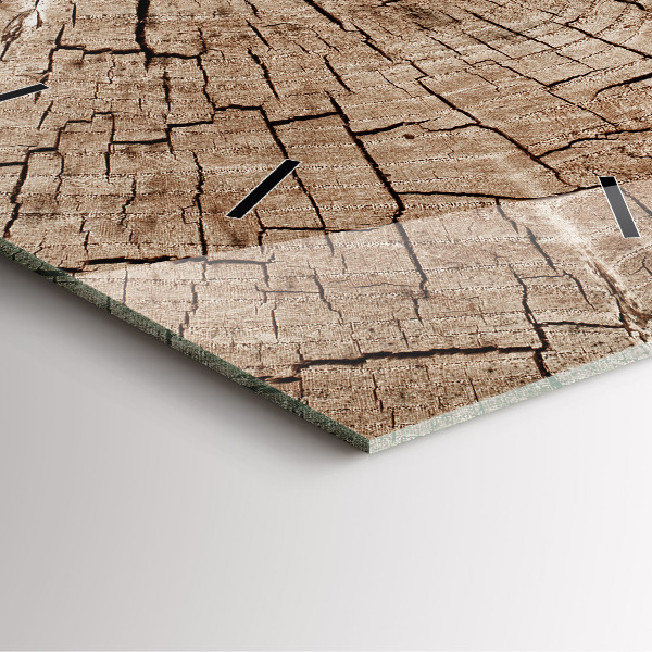 Wanduhr quadratisch Alter Holzstamm