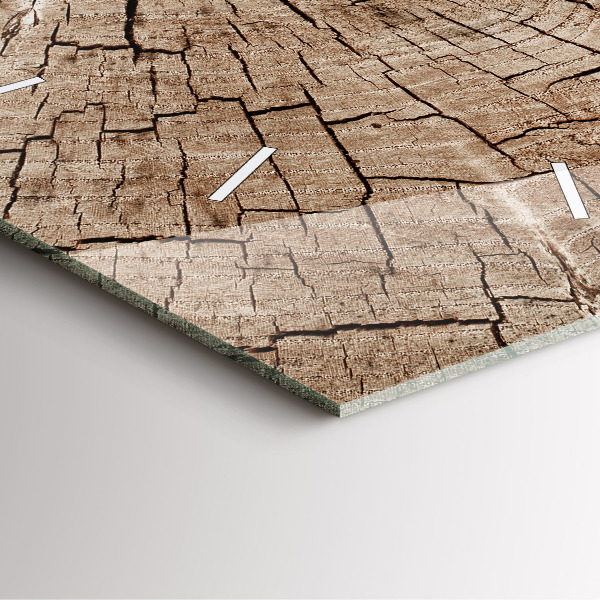 Wanduhr quadratisch Alter Holzstamm