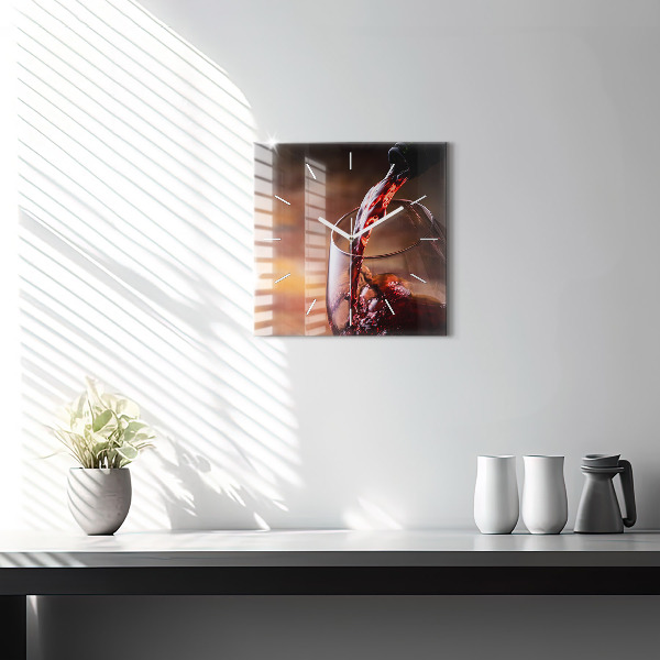 Wanduhr quadratisch mit motiv Weinglas