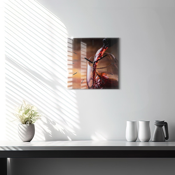 Wanduhr quadratisch mit motiv Weinglas