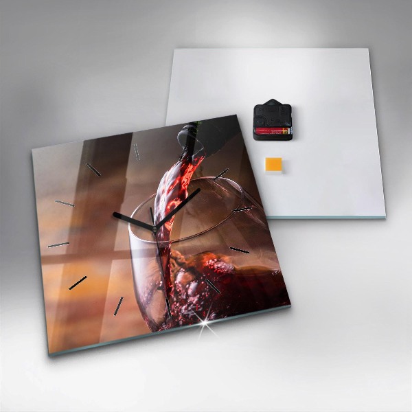 Wanduhr quadratisch mit motiv Weinglas