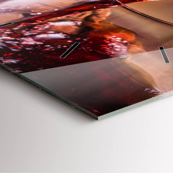 Wanduhr quadratisch mit motiv Weinglas